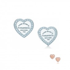 Tiffany Heart Earrings Sterling Silver Diamonds Women