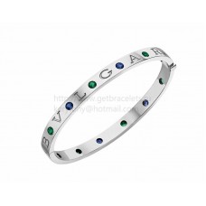 BVLGARI BVLGARI Bangle Bracelet White Gold with 6 Blue Sapphires and 6 Tsavorites