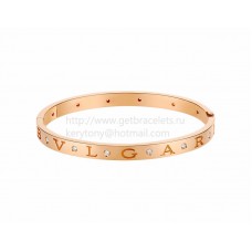 BVLGARI BVLGARI Bangle Bracelet in Rose Gold with 12 Diamonds