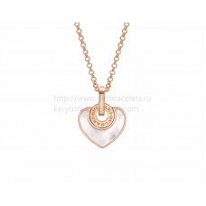 BVLGARI BVLGARI Cuore Pendant with Chain in Rose Gold with Mother of Pearl