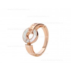 BVLGARI BVLGARI Openwork 18K Rose Gold Ring With Mother-of-pearl Elements and a Round Brilliant-cut Diamond