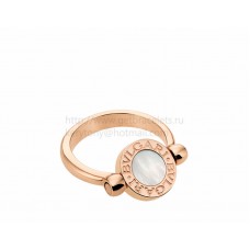 BVLGARI BVLGARI Rose Gold Flip Ring Set with Mother-of-Pearl and Carnelian Elements