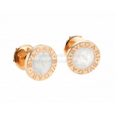BVLGARI BVLGARI Small Rose Gold Stud Earrings with Mother of Pearl