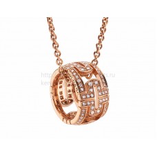 BVLGARI Parentesi Round Rose Gold Pendant with Pave Diamonds