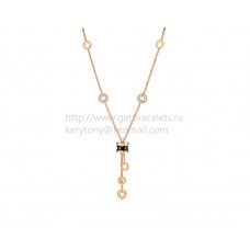 Bvlgari B.zero1 Rose Gold Necklace with Black Ceramic and Pave Diamonds