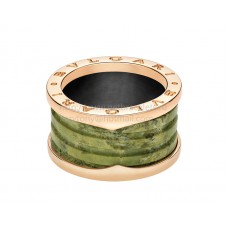 Bvlgari B.zero1 4-Band Rose Gold Ring with Green Marble