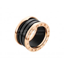 Bvlgari B.zero1 4-Band Rose Gold Ring with Black Ceramic