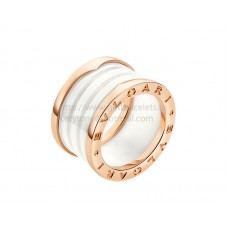 Bvlgari B.zero1 4-Band Rose Gold Ring with White Ceramic