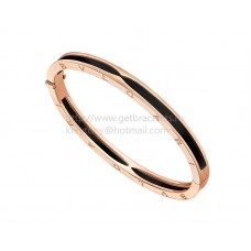 Bvlgari B.zero1 Bangle Bracelet in Rose Gold and Black Cermet