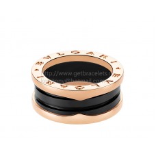 Bvlgari B.zero1 Black Ceramic and Rose Gold Ring