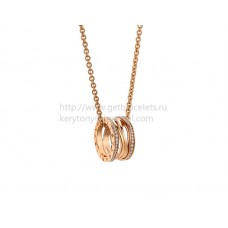 Bvlgari B.zero1 Legend 4-Band Necklace in Rose Gold Set with Pave Diamonds