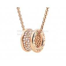 Bvlgari B.zero1 Pave Diamond Pendant with Rose Gold Chain