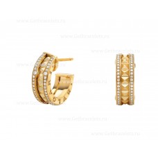 Bvlgari B.zero1 Rock Earring with 18kt Yellow Gold Pendant with Studded Spiral Pave Diamonds on the Edges