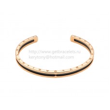 Bvlgari B.zero1 Rose Gold Cuff Bracelet and with Black Cermet