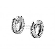 Bvlgari B.zero1 Small White Gold and Pave Diamond Hoop Earrings