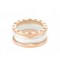 Bvlgari B.zero1 White Ceramic and Rose Gold Ring