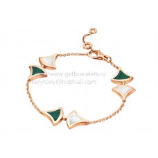 Bvlgari DIVAS Dream Bracelet Rose Gold with Malachite and Mother of Pearl