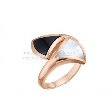 Bvlgari DIVAS Dream Ring Rose Gold with Black Onyx and Mother of Pearl