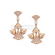 Bvlgari DIVAS Dream Rose Gold Earrings with Pave Diamonds