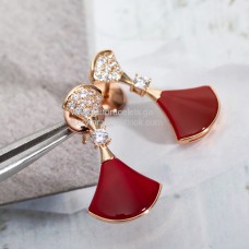 Bvlgari Divas Dream Earrings with Carnelian and Pave Diamonds Rose Gold Quality