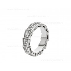 Bvlgari Medium Serpenti Viper Wedding Band in 18k White Gold With Full Pave Diamonds