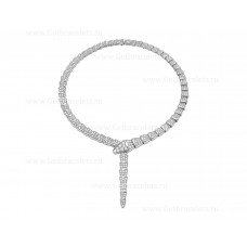 Bvlgari Serpenti Necklace 18K White Gold with Full Pave Diamonds