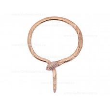 Bvlgari Serpenti Tubogas Necklace 18K Rose Gold with Full Pave Diamonds on the Head and the Tail