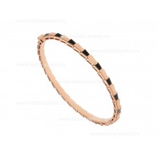 Bvlgari Serpenti Viper 18K Rose Gold thin Bangle Bracelet set with Onyx Elements