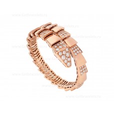Bvlgari Serpenti Viper One-coil Bracelet in 18K Rose Gold set with Demi Pave Diamonds