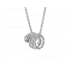 Bvlgari Serpenti Viper Pendant Necklace in 18K White Gold set with Pave Diamonds