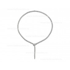 Bvlgari Serpenti Viper Slim Necklace 18K White Gold with Full Pave Diamonds