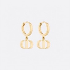 Christian Dior Yellow Gold Plated Petit CD Logo Pendant Females Hoop Earrings Jewellery