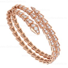 Bvlgari Serpenti Viper Two-Coil 18K Rose Gold Bracelet set with Pave Diamonds