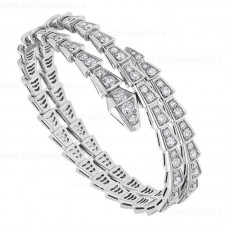 Bvlgari Serpenti Viper Two-Coil 18K White Gold Bracelet set with Pave Diamonds