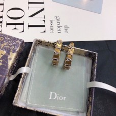 Dior JADIOR Star-JADIOR Diamonds Motif Antiqure Brass Wide Hoop Earrings