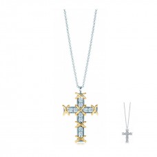 Tiffany Schlumberger Ten Stone Cross Pendant Necklace Diamonds America Lady