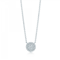 Tiffany Soleste Sterling Silver Chain Necklace Round Diamonds Toned