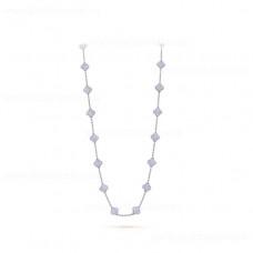 Van Cleef Arpels Magic Alhambra Long Necklace 20 Motif Pendant White Gold Chalcedony