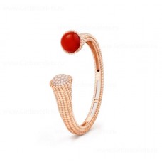 Van Cleef Arpels Perlee Couleurs Bracelet Rose Gold with Diamond Carnelian
