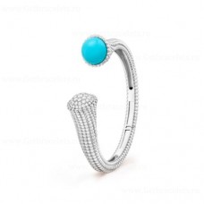 Van Cleef Arpels Perlee Couleurs Bracelet White Gold with Diamond Turquoise