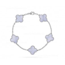 Van Cleef Arpels Alhambra Bracelet 5 Motif White Gold Chalcedony