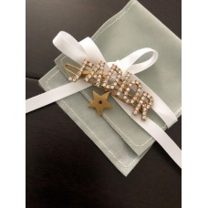 Cristian Dior JAdior Logo Shaped Star Detail Ladies Brass Diamonds Hairpin