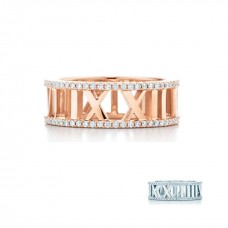 Tiffany Atlas Rose Gold Open Ring Round Diamonds For