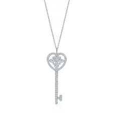 Tiffany Keys Ornate Heart Key Pendant Necklace Sterling Silver Gift