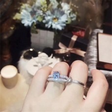 Tiffany Narrow Double Rings Set Paved Crystals Selling