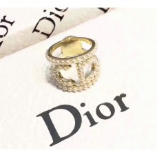 Dior Yellow Gold CD Motif White Pearls Ring For Party