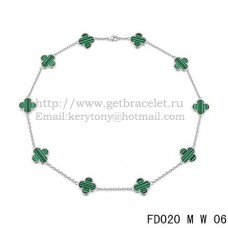 Van Cleef Arpels Alhambra Necklace White Gold 10 Motifs Malachite Mother Of Pearl 45cm