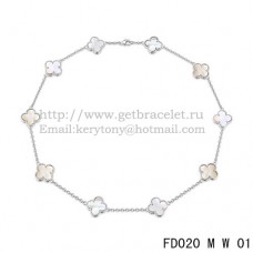 Van Cleef Arpels Alhambra Necklace White Gold 10 Motifs White Mother Of Pearl 45cm