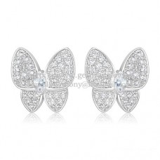 Van Cleef Arpels Flying Two Butterflies Earrings White Gold With Pave Diamond