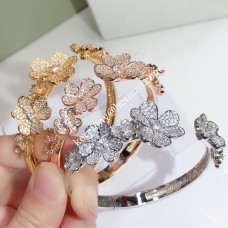 Van Cleef Arpels Frivole Bracelet-1 7 Flowers Yellow Gold/White Gold/Rose Gold With Diamond
